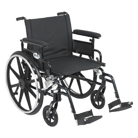 Drive Medical Viper Plus GT Lightweight Wheelchair Dual Axle Full Length Arm Flip Back, Padded, Removable Arm Style Mag Wheel Black 22 Inch Seat Width 350 lbs. Weight Capacity - PLA422FBFAAR-SF