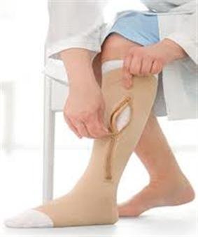 JOBST UlcerCARE - Zippered Compression Stocking and Liner Knee High / Left Zipper Large Beige Open Toe - 114487