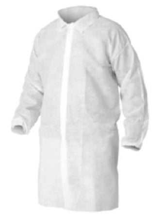 Kimberly Clark KleenGuard A10 Lab Coat White Large Long Sleeves Knee Length - 40103