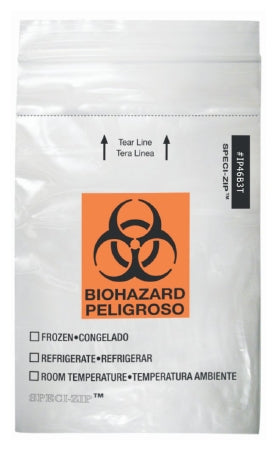 Fisher Scientific SPECI-ZIP Biohazard Specimen Bag Clear 4 X 6 Inch - 22310402