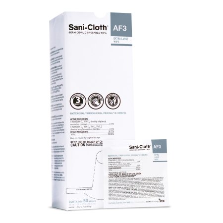 Sani-Cloth AF3 - Surface Disinfectant Cleaner Premoistened Germicidal Manual Pull Wipe 50 Count Individual Packet Mild Scent NonSterile - U27500