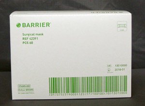 Barrier Standard - Surgical Mask Pleated Tie Closure One Size Fits Most Green NonSterile Not Rated Adult - 42391