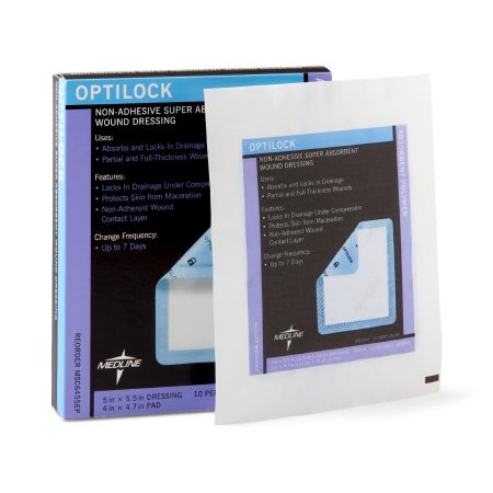 OptiLock - Super Absorbent Dressing 5 X 5-1/2 Inch Polymer Rectangle Sterile - Medline - MSC6455EP