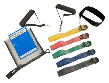 Fabrication Enterprises CanDo Exercise Resistance Band Set Yellow / Red / Green / Blue / Black X-Light to X-Heavy Resistance - 486048