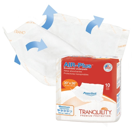 Principle Business Enterprises Tranquility AIR-Plus Low Air Loss Underpad 30 X 36 Inch Disposable Polymer Heavy Absorbency - 2710