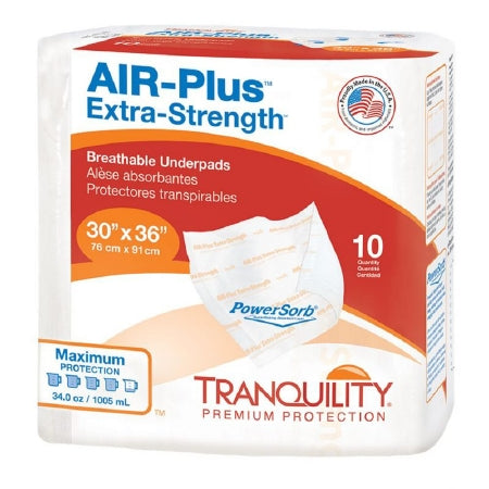 Principle Business Enterprises Tranquility AIR-Plus Extra-Strength Positioning Underpad 30 X 36 Inch Disposable Powersorb Heavy Absorbency - 2711