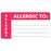Tabbies Allergy Labels, "Allergy/Allergic To:" White & Red - 3-1/4"W x 1-3/4"H, 250 per Roll - MAP3290