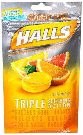 DOT Foods - Kraft Foods Inc Halls Cold and Cough Relief 5 mg Strength Lozenge 25 per Bag - 12546062546