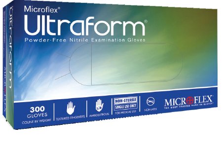 Microflex Medical Ultraform Exam Glove X-Large NonSterile Nitrile Standard Cuff Length Textured Fingertips Blue Not Chemo Approved - UF-524-XL