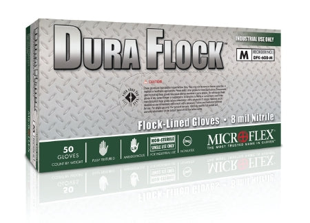 Dura Flock - Utility Glove 2X-Large Flock Lined Green 10.6 Inch Beaded Cuff NonSterile - DFK-608-XXL