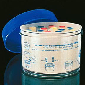 Fisher Scientific Mr. Frosty Storage Container 3.44 X 4.63 Inch, Translucent with Blue Cap, Polycarbonate / Polyethylene Construction For Storage of 12 to 18 Cryogenic Tubes - 1535050