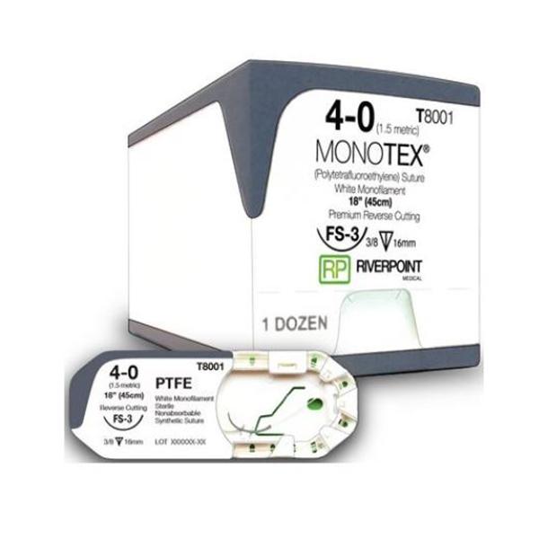 Riverpoint Medical Suture 4-0 Dptfe Fs-3 Monotex White 18" Monofilament 12/Bx - T8001
