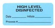 Healthmark Industries Pre-Printed Label Communication Fill In HIGH LEVEL DISINFECTED Date_____Initials_____Process#_____ 1 X 2-1/4 Inch - DC-100214-71-BL