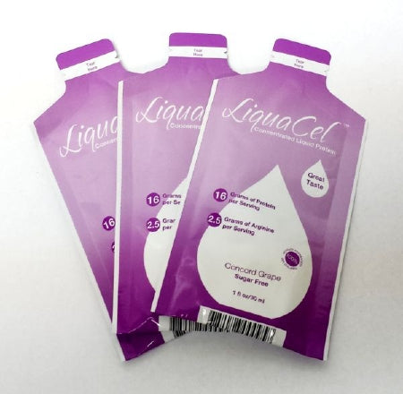 Global Health Products LiquaCel Oral Protein Supplement Grape Flavor 1 oz. Individual Packet Ready to Use - GH95
