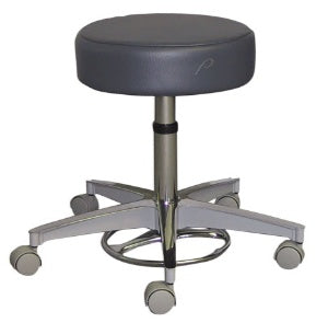 Pedigo Products Gas Cylinder Stool Adjustable Backrest (527 Only) Pneumatic Height Adjustment, Foot Ring 2 Inch Dual Wheel Casters Beige - P-528-GS-BGE
