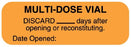 United Ad Label UAL Pre-Printed Label Communication Fill In MULTI-DOSE VIAL / DISCARD _____days after opening or reconsulting. / Date Opened: Fluorescent Orange 1/2 X 1-1/2 Inch - ULPH226