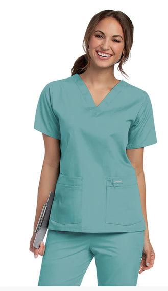 Landau Uniforms - Scrub Shirt Small Royal Blue 4 Pockets Short Sleeve Female - 8219BEPBEPSMALL