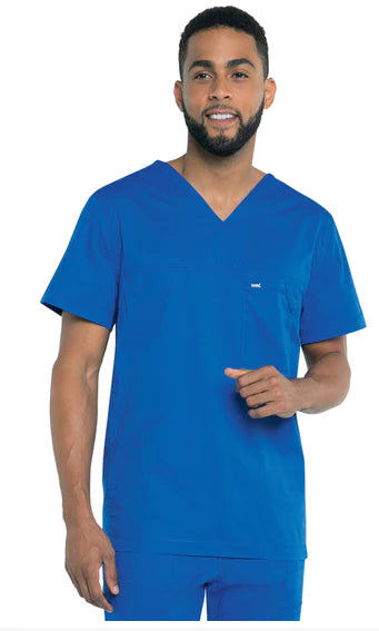 Landau Uniforms - Scrub Shirt Large Steel Gray 1 Pocket Short Sleeve Male - 4127STRPSLGE