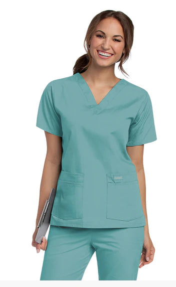 Landau Uniforms - Scrub Shirt 4X-Large Sandstone 4 Pockets Short Sleeve Female - 8219SAP4XLG
