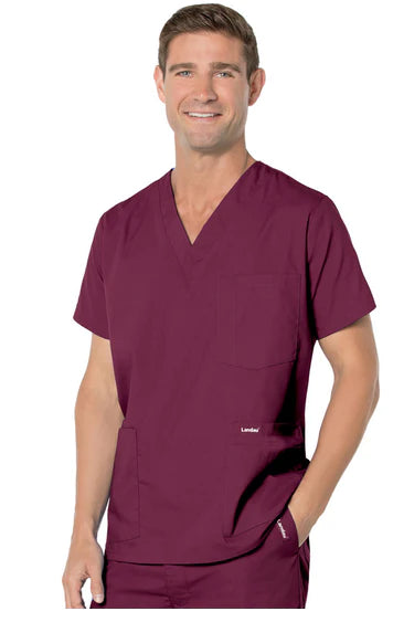 Landau Uniforms - Scrub Shirt Large Royal Blue 5 Pockets Short Sleeve Male - 7489BEPLG