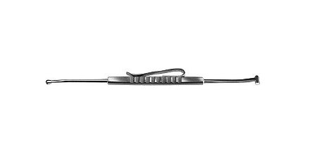 storz - Scleral Depressor Storz Schocket 5-1/3 Inch Length Double-ended Depressor and Marker, Curved Marking End, 6 mm Wide Bar, 2.5 mm Teardrop Shape Tips, Stainless Steel Surgical Grade - E5108