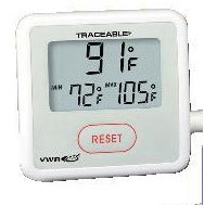 VWR International VWR Traceable Digital Laboratory Thermometer Fahrenheit / Celsius -58° to 158°F (-50° to 70°C) Vaccine Bottle Probe Multiple Mounting Options Battery Operated - 89094-788