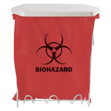 Bowman Manufacturing - Biohazard Bag Holder 8 X 11.75 X 15.25 Inch, 3 gal., White, Wire Coated, Wall Mount - MW-003