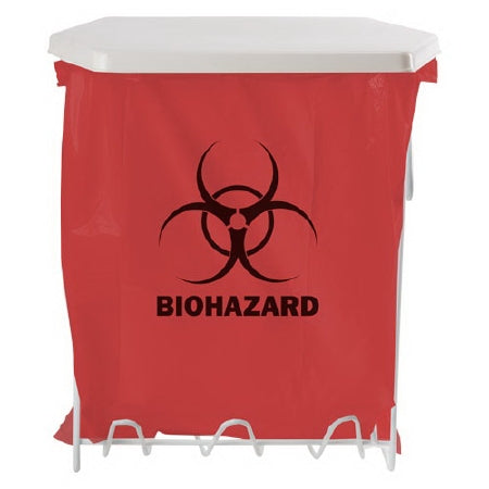 Bowman Manufacturing Biohazard Bag Holder 8 X 11.75 X 15.25 Inch, 3 gal., White, Wire Coated, Wall Mount - W-003