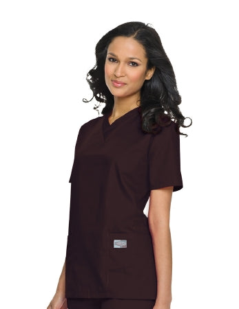 Landau Uniforms Scrub Shirt Large Brown 3 Pockets Short Set-In Sleeves Female - 70221BROWNLRG