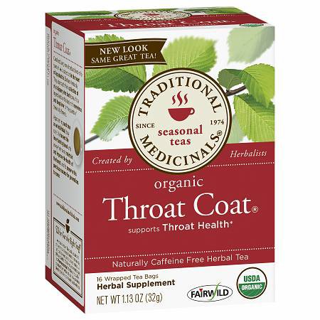 Traditional Medicinals Throat Coat Herbal Supplement 760 mg Strength Organic Slippery Elm Bark / Organic Licorice Root Tea Bag - 3291700013