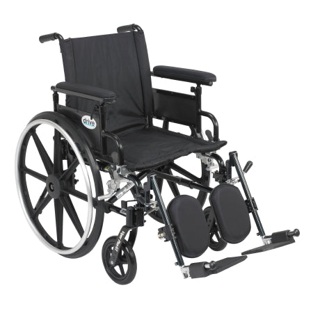 Drive Medical Viper Plus GT Lightweight Wheelchair Dual Axle Full Length Arm Flip Back, Padded, Removable Arm Style Mag Wheel Black 20 Inch Seat Width 300 lbs. Weight Capacity - PLA420FBFAARAD-ELR