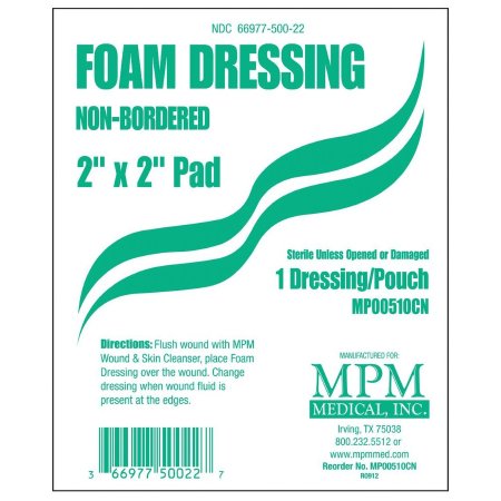 MPM - Foam Dressing 2 X 2 Inch Square Non-Adhesive without Border Sterile - MP00510