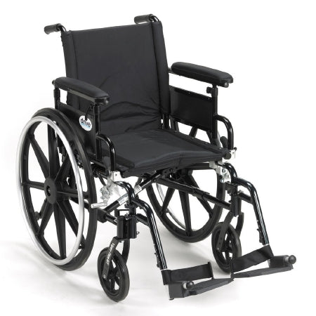 Drive Medical Viper Plus GT Lightweight Wheelchair Dual Axle Full Length Arm Flip Back, Padded, Removable Arm Style Mag Wheel Black 18 Inch Seat Width 300 lbs. Weight Capacity - PLA418FBFAARAD-SF