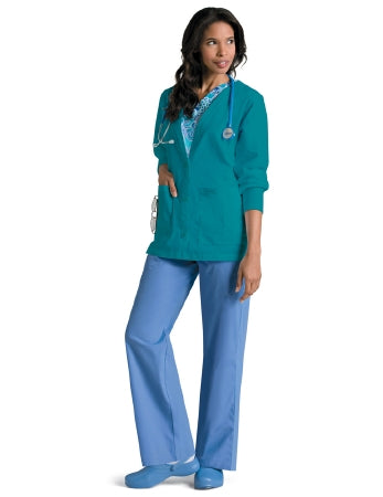 Landau Uniforms Warm-Up Jacket Teal 2X-Large Long Sleeves Hip Length - 7535BTP2XLG