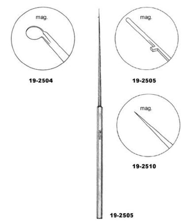 Miltex - Knife Curette House-Sheehy 6-1/2 Inch Length Octagonal Handle 2 mm Tip Curved Semi-Sharp Blade Tip - 19-2504