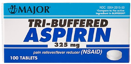 Major Pharmaceuticals Major Pain Relief 325 mg Strength Aspirin / Calcium Carbonate Tablet 100 per Bottle - 904201559