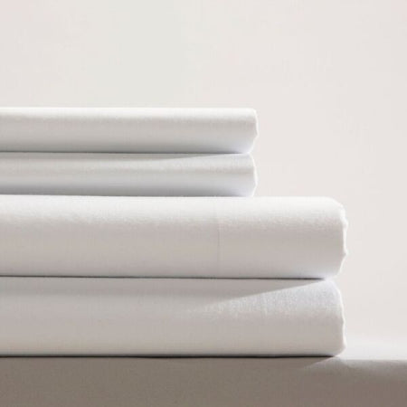 Standard Textile Standard Value Bed Sheet Fitted 68 X 84 X 9 Inch White Cotton 55% / Polyester 45% Reusable - 12635322