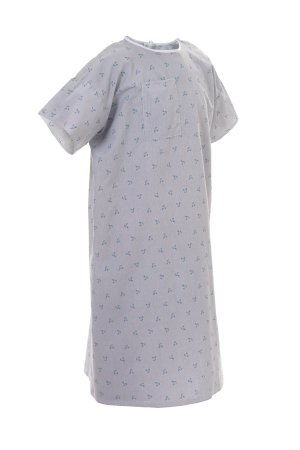Excel Angleback - Patient Exam Gown Large Celebrity Blue Print Reusable - 74207430
