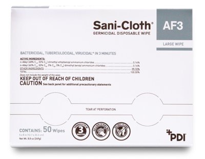Professional Disposables Sani-Cloth AF3 Surface Disinfectant Cleaner Germicidal Wipe 50 Count Individual Packet Disposable Mild Scent - U27500