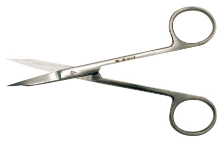 BR Surgical BR Surgical Dental Scissors Goldman-Fox 5-1/8 Inch Surgical Grade Stainless Steel NonSterile Finger Ring Handle Curved Sharp/Sharp - BR08-82113