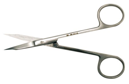 BR Surgical - Dental Scissors Goldman-Fox 5-1/8 Inch Length Surgical Grade Stainless Steel NonSterile Finger Ring Handle Curved Sharp Tip / Sharp Tip - BR08-82113