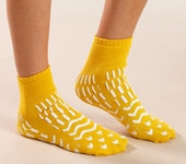 Alba Healthcare Confetti Treads Fall Management Slipper Socks Child / Small Adult Yellow Above the Ankle - 90379