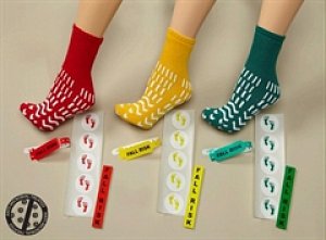 Alba Healthcare Confetti Treads Fall Management Slipper Socks Adult Large Yellow Above the Ankle - 90381