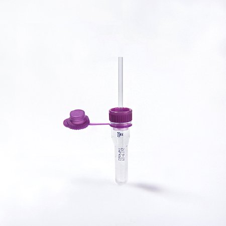 Ram Scientific Safe-T-Fill Capillary Blood Collection Tube Whole Blood Tube K2 EDTA Additive 2.1 X 113 mm 150 µL Purple Attached Cap Plastic Tube - 77052