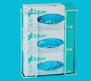 Health Care Logistics Economy Glove Box Holder Horizontal or Vertical Mount 3-Box White 3-3/4 X 8-1/8 X 16-3/8 Inch Coated Wire - 8245