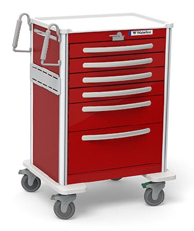 Waterloo Industries Emergency Cart Aluminum 24.5 X 29 X 42 Inch 6 Drawers Red - UTRLA333369-RED