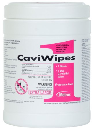 Metrex Research CaviWipes1 Surface Disinfectant Premoistened Wipe 160 Count Canister Disposable Alcohol Scent - 13-5100