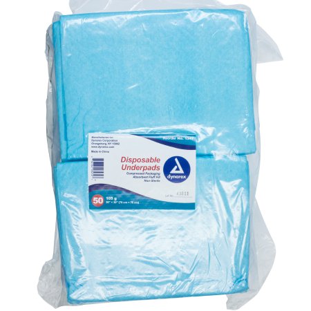 Dynarex - Underpad 30 X 30 Inch Disposable Fluff / Polymer Heavy Absorbency - 1347