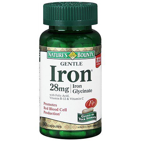 Nature's Bounty - Mineral Supplement Iron / Ascorbic Acid / Folic Acid / Vitamin B12 60 mg - 400 mcg - 8 mcg Strength Capsule 90 per Bottle - 07431201603