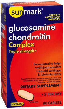 McKesson sunmark Joint Health Supplement Glucosomine HCl / Chondroitin 1500 mg - 1250 mg Strength Caplet 80 per Bottle - 1093954544
